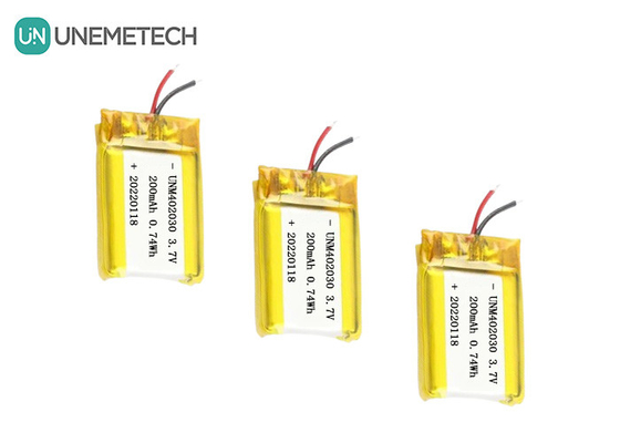 ขนาดเล็ก 402030 3.7V 200mAh แบตเตอรี่ Lipo ชาร์จใหม่สําหรับสินค้าอิเล็กทรอนิกส์