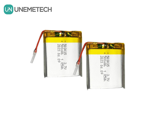 แบตเตอรี่พอลิเมอร์ลิตียม 500mAh แบตเตอรี่ 503035 3.7V LiPo แบตเตอรี่ชาร์จใหม่สําหรับอิเล็กทรอนิกส์พกพา