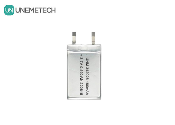 แบตเตอรี่บลูทูท 160mAh 3.7V แบตเตอรี่ลิตยูมโพลีเมอร์ไอออนที่สามารถชาร์จใหม่ได้ 342028 สําหรับเครื่องติดตาม