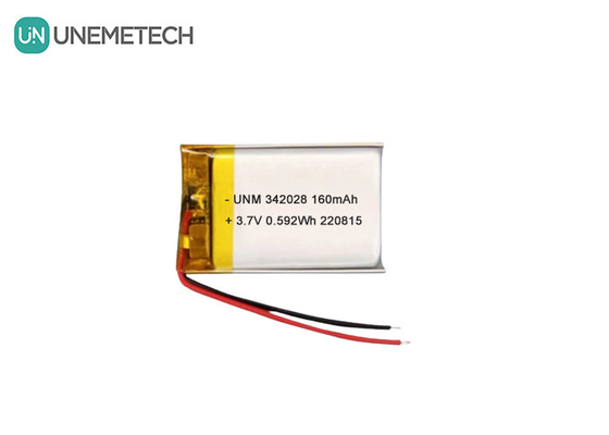 แบตเตอรี่บลูทูท 160mAh 3.7V แบตเตอรี่ลิตยูมโพลีเมอร์ไอออนที่สามารถชาร์จใหม่ได้ 342028 สําหรับเครื่องติดตาม