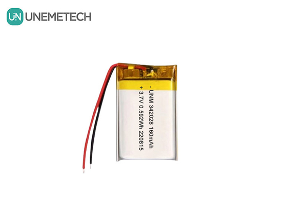 แบตเตอรี่บลูทูท 160mAh 3.7V แบตเตอรี่ลิตยูมโพลีเมอร์ไอออนที่สามารถชาร์จใหม่ได้ 342028 สําหรับเครื่องติดตาม