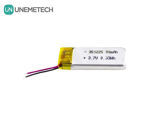 351225 แบตเตอรี่ Li-ion โพลิเมอร์ 3.7V 90mAh แบตเตอรี่ Li โพลิเมอร์ Ultra Thin Rechargeable