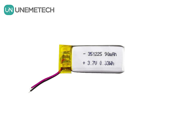 351225 แบตเตอรี่ Li-ion โพลิเมอร์ 3.7V 90mAh แบตเตอรี่ Li โพลิเมอร์ Ultra Thin Rechargeable