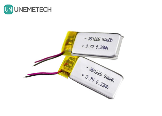 351225 แบตเตอรี่ Li-ion โพลิเมอร์ 3.7V 90mAh แบตเตอรี่ Li โพลิเมอร์ Ultra Thin Rechargeable
