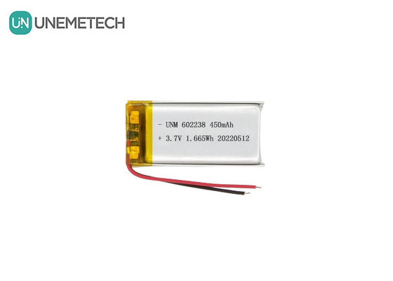 แบตเตอรี่โพลีเมอร์ไอออนลิตยูม 602238 3.7V 450mAh แบตเตอรี่ไอออนลิตยูม สามารถชาร์จใหม่ได้ สําหรับเครื่องติดตามสัตว์เลี้ยง