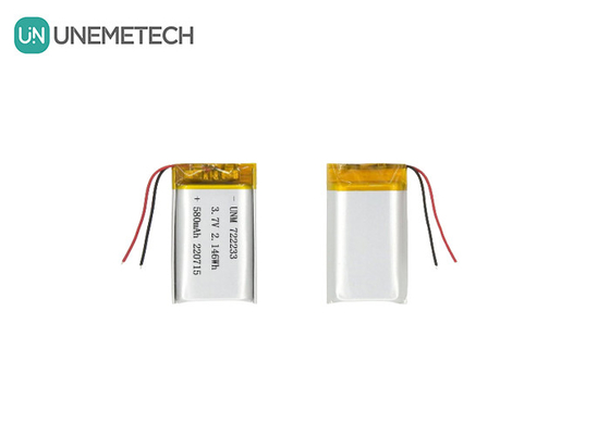 แบตเตอรี่พอลิเมอร์ลิตียม 722233 3.7V 580mAh แบตเตอรี่ LiPo จากประเทศจีน ผู้ผลิต