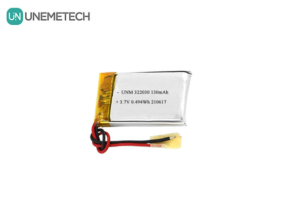322030 แบตเตอรี่ Li Polymer สามารถชาร์จใหม่ได้ 3.7V 130mAh แบตเตอรี่ Lipo สําหรับเครื่องติดตามความฟิตเนส