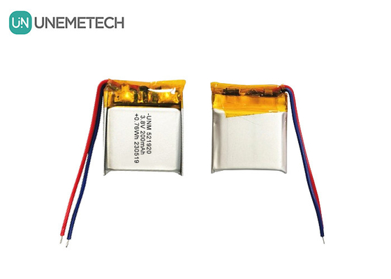 แบตเตอรี่พอลิเมอร์ลิตียมความดันสูง 3.8V 200mAh 521920 สําหรับนาฬิกาสมาร์ท