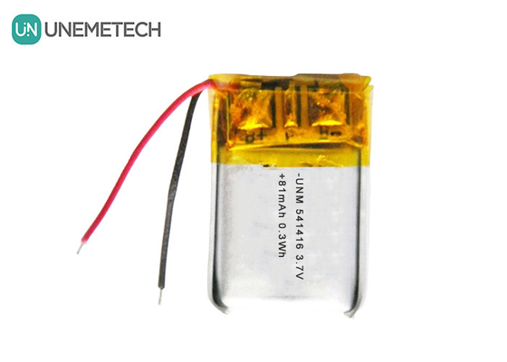 3แบตเตอรี่ Lipo สามารถชาร์จใหม่ได้.7V 541416 81mAh แบตเตอรี่ LiPo ขนาดเล็กสําหรับหูฟัง Bluetooth