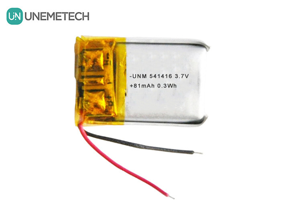 3แบตเตอรี่ Lipo สามารถชาร์จใหม่ได้.7V 541416 81mAh แบตเตอรี่ LiPo ขนาดเล็กสําหรับหูฟัง Bluetooth