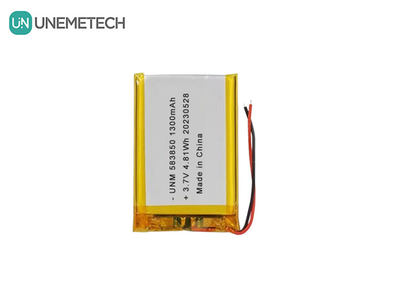 3.7V 1300mAh แบตเตอรี่พอลิเมอร์ไอออนลิทธิียมมาตรฐาน 583850 สําหรับสินค้าอิเล็กทรอนิกส์