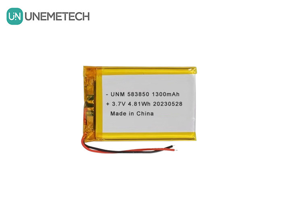 3.7V 1300mAh แบตเตอรี่พอลิเมอร์ไอออนลิทธิียมมาตรฐาน 583850 สําหรับสินค้าอิเล็กทรอนิกส์