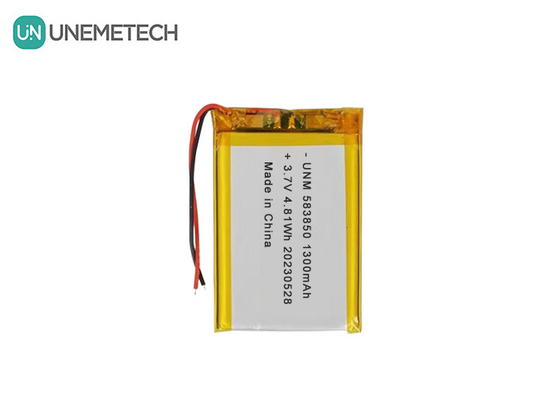3.7V 1300mAh แบตเตอรี่พอลิเมอร์ไอออนลิทธิียมมาตรฐาน 583850 สําหรับสินค้าอิเล็กทรอนิกส์