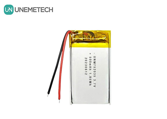 3.7V 500mAh 752035 แบตเตอรี่พอลิเมอร์ลิตยูมระดับสูง สําหรับการควบคุมทางไกล