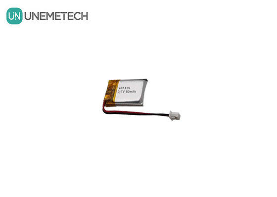 3.7V 50mAh แบตเตอรี่พอลิเมอร์ลิตھیียมขนาดเล็ก 401419 สําหรับอุปกรณ์อิเล็กทรอนิกส์ขนาดเล็ก