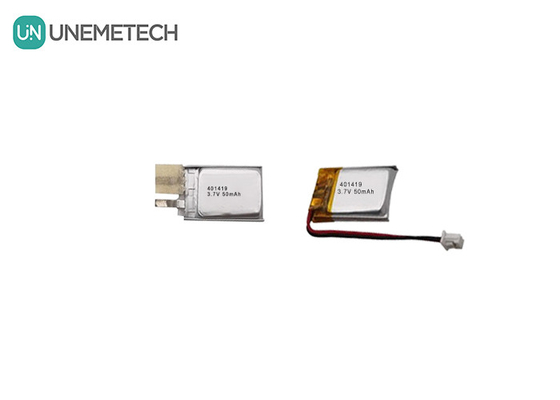 3.7V 50mAh แบตเตอรี่พอลิเมอร์ลิตھیียมขนาดเล็ก 401419 สําหรับอุปกรณ์อิเล็กทรอนิกส์ขนาดเล็ก