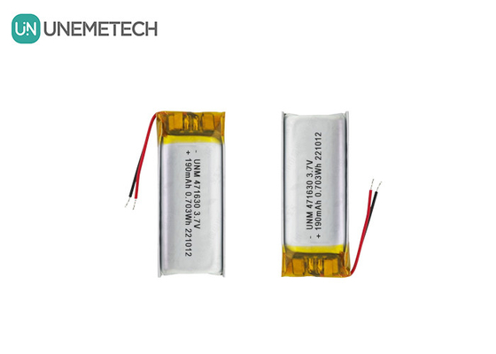แบตเตอรี่ LiPo ที่ได้รับการรับรอง CE 471630 3.7V 190mAh แบตเตอรี่ Li-polymer สําหรับอิเล็กทรอนิกส์พกพา