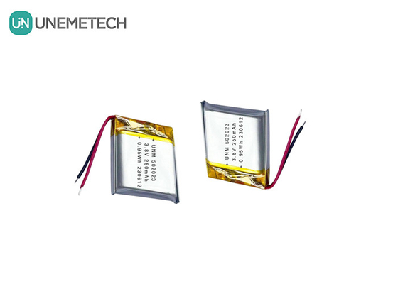 3.8V 250mAh 502023 แบตเตอรี่พอลิเมอร์ลิตยูมความดันสูง สําหรับเครื่องติดตาม
