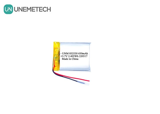 3.7V 650mAh แบตเตอรี่ Li-ion Polymer สามารถชาร์จได้ 852530 สําหรับหูฟัง