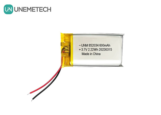 3.7V 600mAh 852034 แบตเตอรี่พอลิเมอร์ลิตยูมที่สามารถชาร์จใหม่ได้