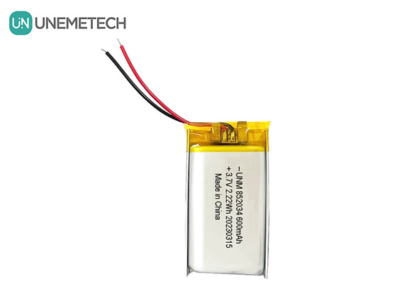 3.7V 600mAh 852034 แบตเตอรี่พอลิเมอร์ลิตยูมที่สามารถชาร์จใหม่ได้