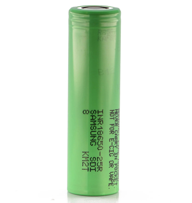 ซัมซุง 25R 18650 แบตเตอรี่ 20A ขนาด 2500mAh แบตเตอรี่ 3.6V เซลล์ลิตยูมไอออนกระบอก INR18650-25R