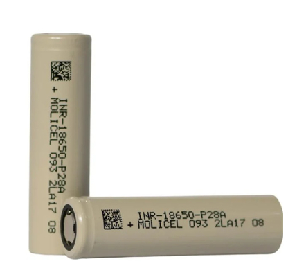 โมลิเซล INR-18650-P28A 18650 แบตเตอรี่ 3.6V 2800mAh กับกระแสการชาร์จต่อเนื่องสูงสุด 35A