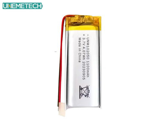 แบตเตอรี่ Lipo ที่กําหนดเอง 102050 3.7 V 1100mAh แบตเตอรี่ Li Polymer Pack พร้อมการอนุมัติ CE