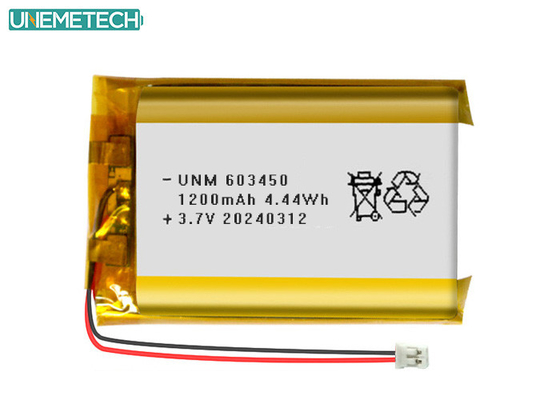 3.7V 1200mAh แบตเตอรี่พอลิเมอร์ลิตยูมแบบชาร์จใหม่ 603450 พร้อมการอนุมัติ CE สําหรับอิเล็กทรอนิกส์