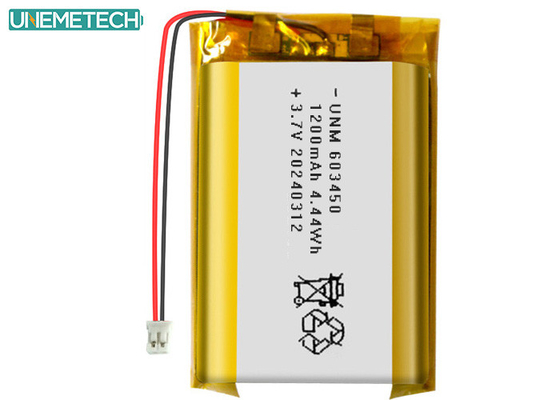 3.7V 1200mAh แบตเตอรี่พอลิเมอร์ลิตยูมแบบชาร์จใหม่ 603450 พร้อมการอนุมัติ CE สําหรับอิเล็กทรอนิกส์