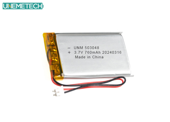 3.7 V 760mAh แบตเตอรี่พอลิเมอร์ลิตียม 503048 พร้อมการอนุมัติ CE สําหรับอิเล็กทรอนิกส์สมาร์ท