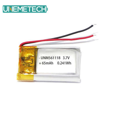 3.7V 65mAh 561118 แบตเตอรี่พอลิเมอร์ลิตยูมที่สามารถชาร์จใหม่ได้ สําหรับหูฟัง