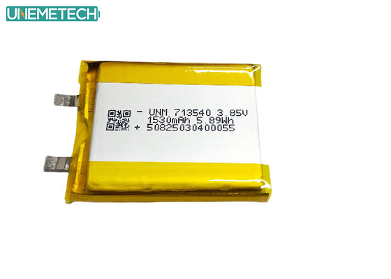 3.85V แบตเตอรี่พอลิเมอร์ลิตียมความดันสูง 1530mAh 713540 สําหรับอุปกรณ์การแพทย์