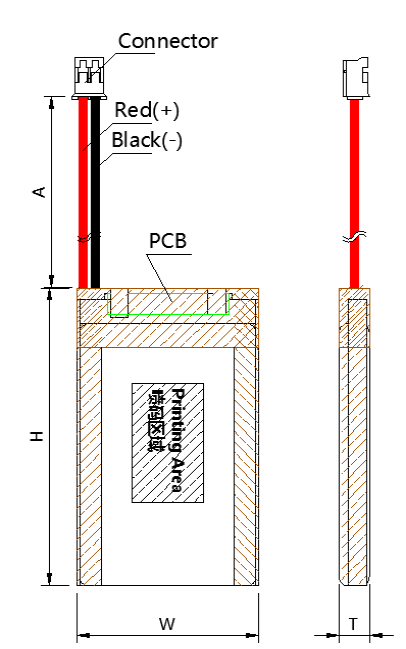 3.7V 3000mAh Rechargeable Li-ion Battery 605080 with PCB and Wire Connector for Electronics