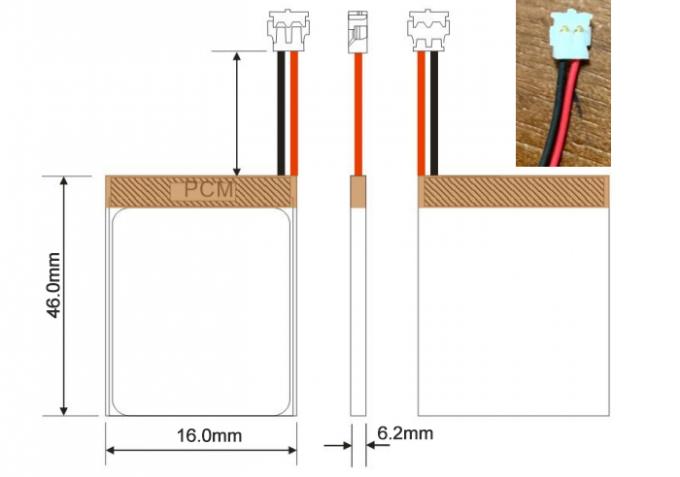 UNEMETECH 3.7V 450mAh Customized Lipo Rechargeable Battery 621644 for Electronic Pen